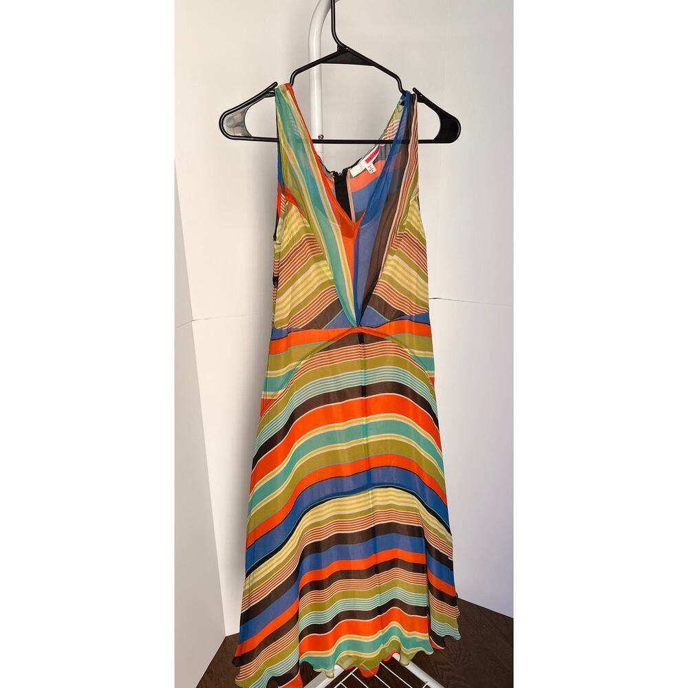 Tracy Reese Multicolor Striped Sleeveless Midi Dress Size 4